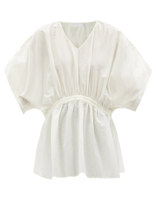 Merlette - Silas Hand-smocked Cotton-lawn Blouse Ivory