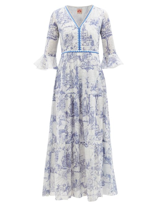 Le Sirenuse, Positano - Bella Tarocchi-print Cotton Maxi Dress Blue Print