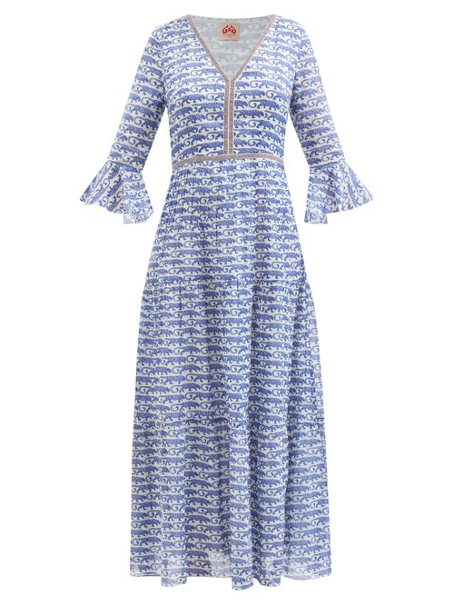 Le Sirenuse, Positano - Bella Leopard-print Cotton Maxi Dress Blue Multi