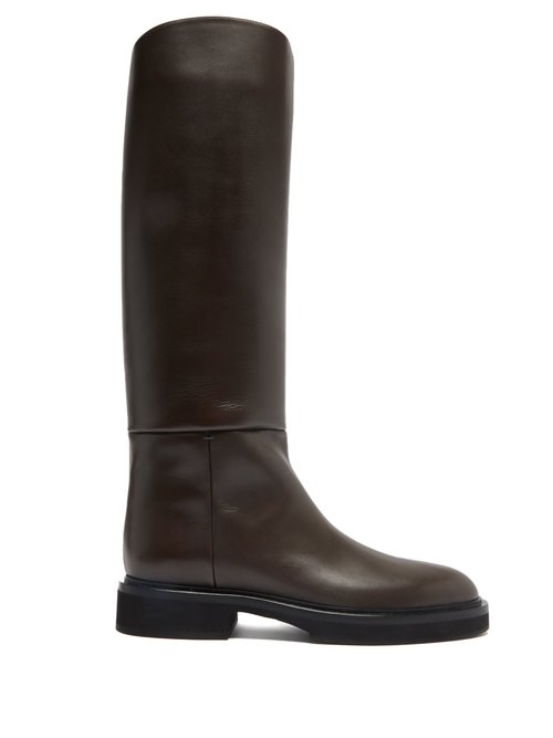 Khaite – Derby Leather Knee-high Boots Dark Brown