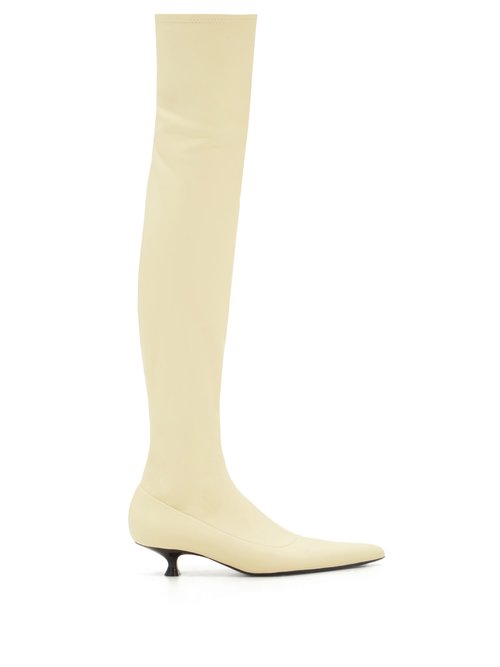 Khaite - Volos Point-toe Over-the-knee Leather Boots White
