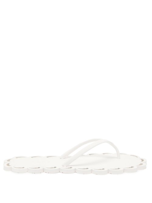 Carlotha Ray - Laser-cut Wave Scented-rubber Flip Flops White
