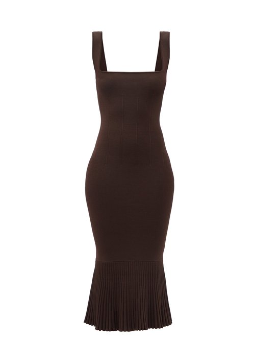Buy Galvan - Atlanta Square-neck Knitted Dress Dark Brown online - shop best Galvan clothing sales