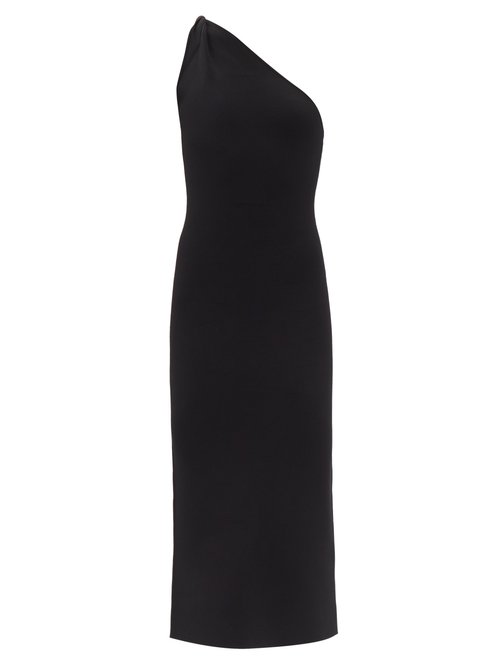 Galvan - Persephone One-shoulder Knitted Dress Black