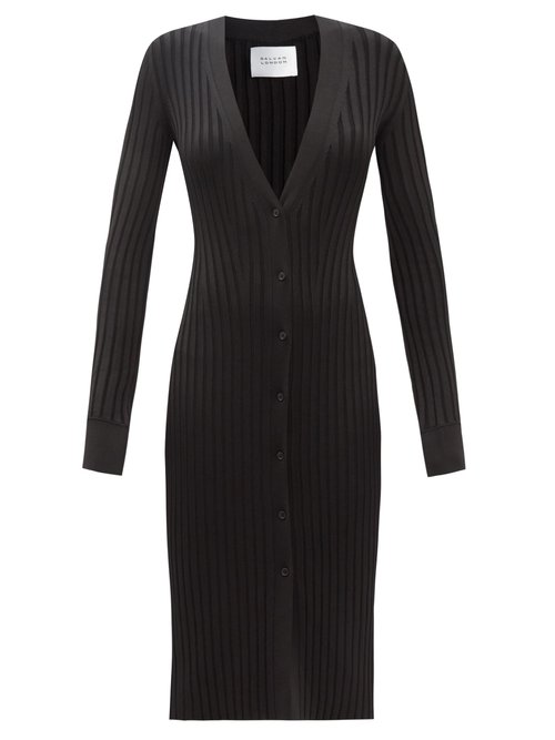 Galvan - Rhea Rib-knitted Cardigan Dress Black
