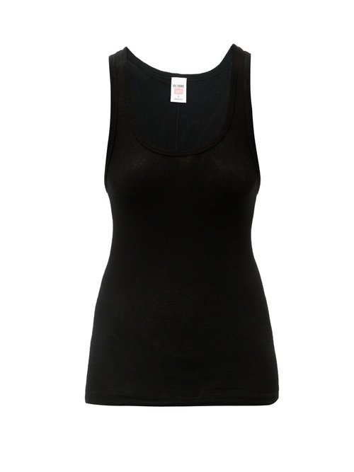 Re/Done - 60s Scoop-neck Cotton-jersey Tank Top Black