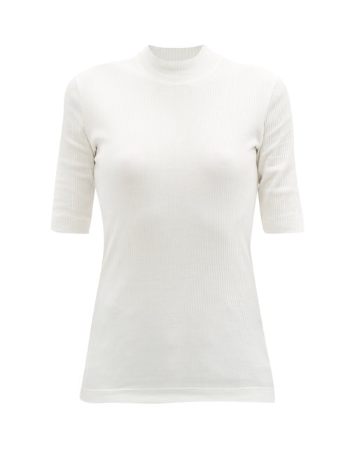 Brunello Cucinelli - High-neck Ribbed Cotton-jersey T-shirt White