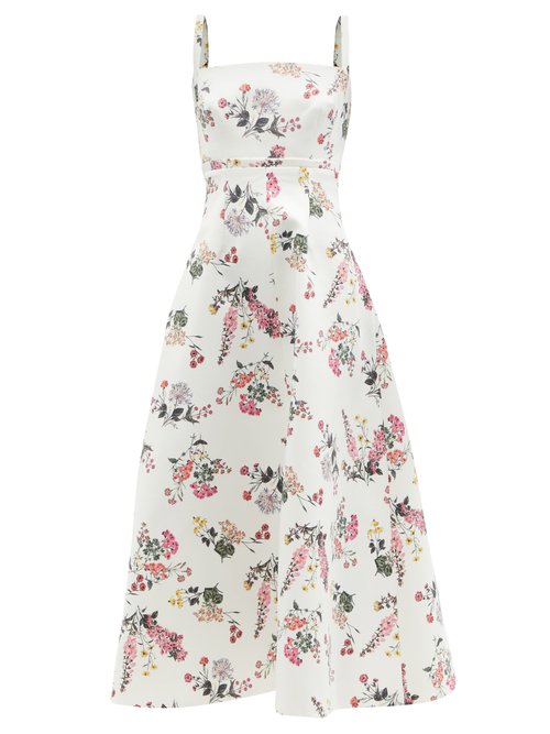 Buy Emilia Wickstead - Felipe Floral-print Faille Midi Dress Pink White online - shop best Emilia Wickstead clothing sales