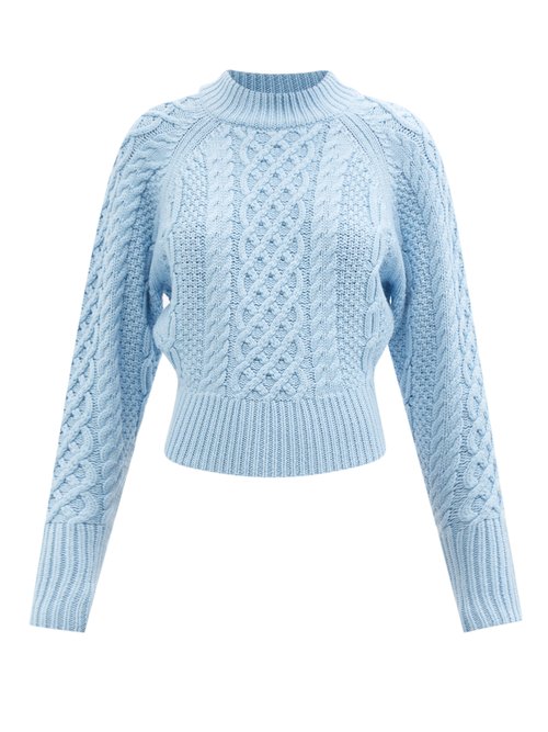 Emilia Wickstead - Emory Cable-knit Wool Sweater Light Blue