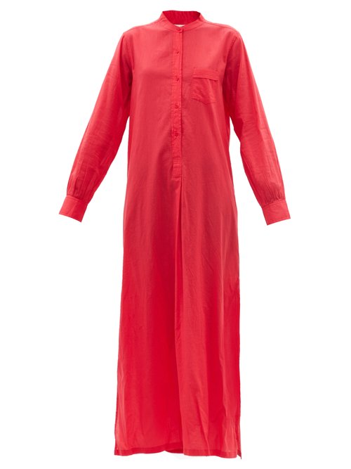 Buy Nili Lotan - Sandra Galabeya Cotton-voile Shirt Dress Red online - shop best Nili Lotan clothing sales