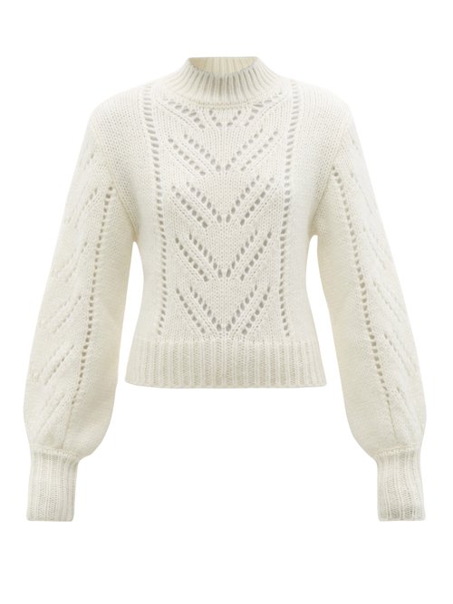 REDValentino - Blouson-sleeve Pointelle Sweater Ivory
