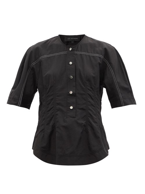 Buy Lee Mathews - Cecile Recycled-fibre Poplin Shirt Black online - shop best Lee Mathews 