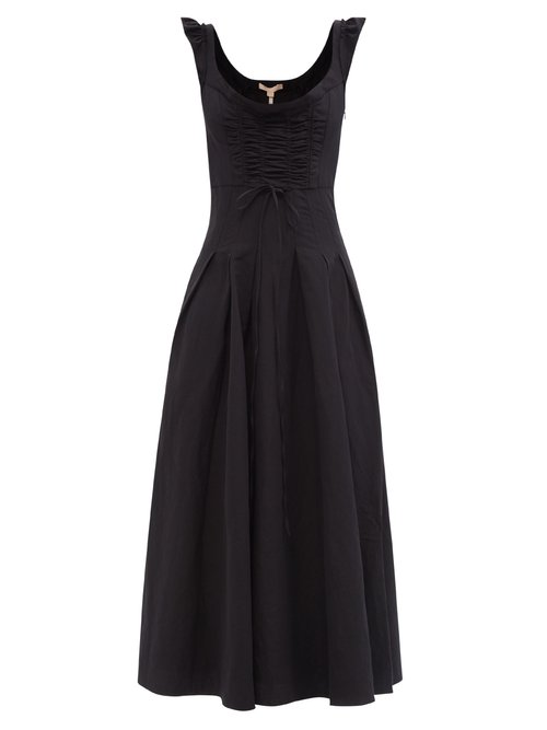 Brock Collection – Tamiko Ruched Cotton-blend Dress Black