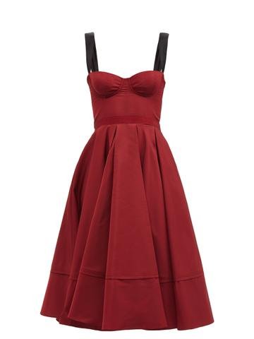 Brock Collection - Tessa Sweetheart-neck Twill Midi Dress Red
