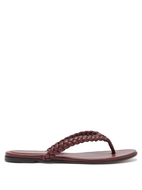 Buy Gianvito Rossi - Tropea Braided Leather Flip Flops Brown online - shop best Gianvito Rossi shoes sales