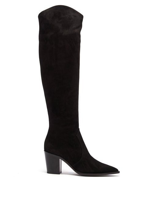 Gianvito Rossi - Denver 70 Suede Knee-high Boots Black