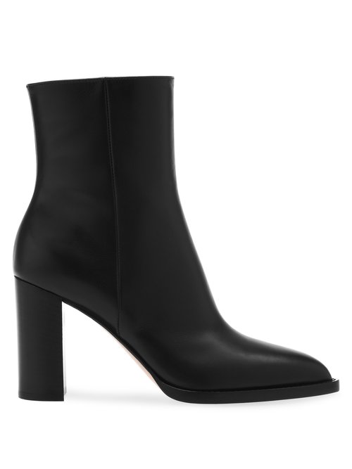 Gianvito Rossi – Point-toe 85 Leather Ankle Boots Black