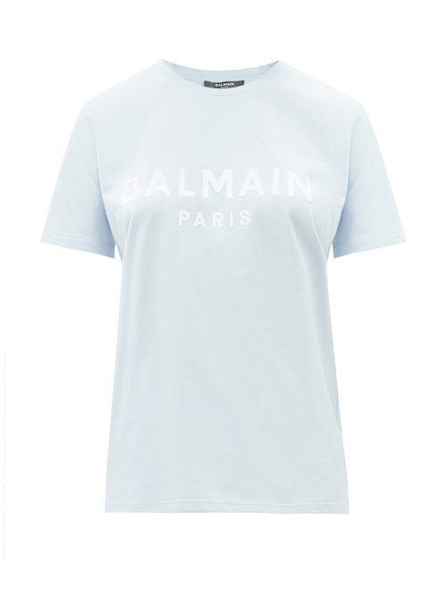 Balmain - Logo-print Cotton-jersey T-shirt Blue
