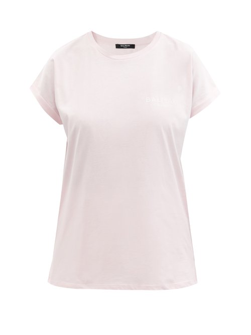 Balmain - Logo-print Cotton-jersey T-shirt Pink