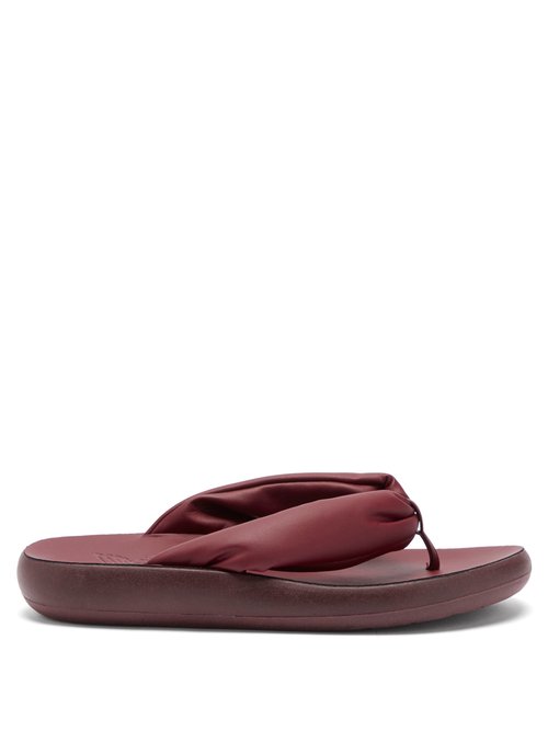 Ancient Greek Sandals – Charisma Padded-strap Leather Flip Flops Burgundy