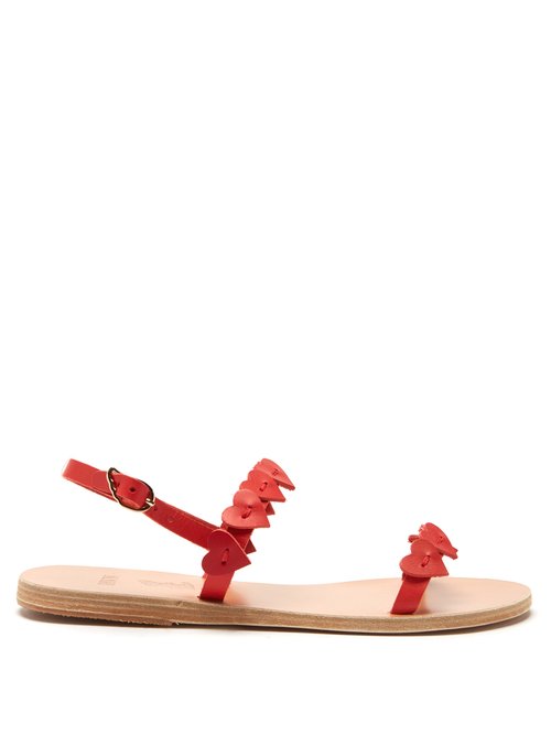 Ancient Greek Sandals – X HVN Clio Heart-strap Leather Sandals Red