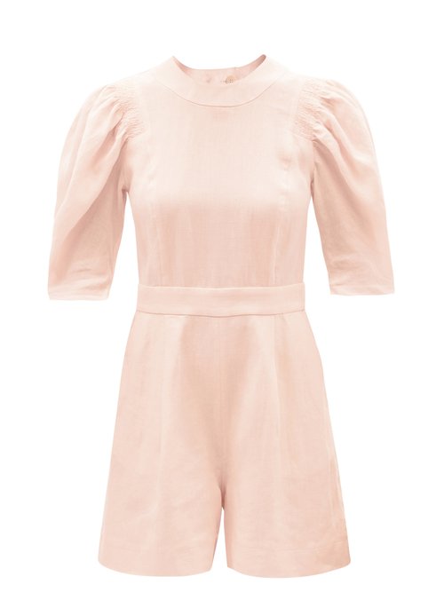 Three Graces London – Meredith Cutout-back Linen Jumpsuit Light Pink
