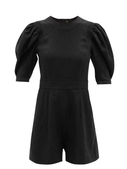 Three Graces London - Meredith Cutout-back Linen Jumpsuit Black