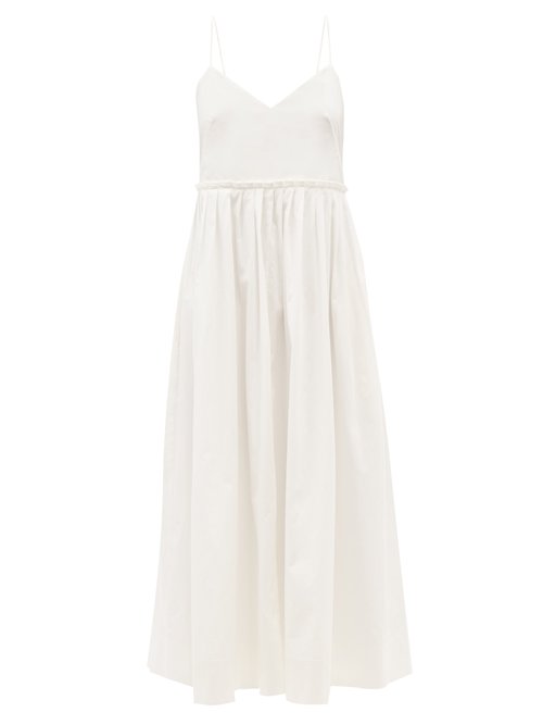 Three Graces London - Aspen V-neck Cotton Midi Dress White