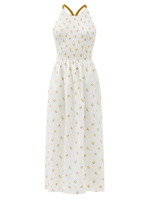 Three Graces London - Soleil Embroidered Cotton-blend Sun Dress White