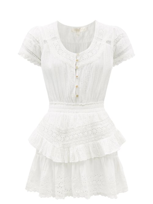 Loveshackfancy – Jeromie Crochet-trimmed Cotton-voile Mini Dress White