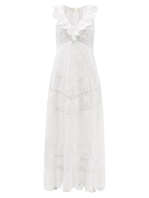 Loveshackfancy – Hasina Broderie-anglaise Cotton-voile Dress White