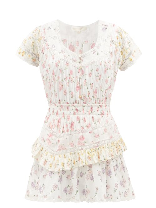 Loveshackfancy – Jeromie Floral-print Cotton Mini Dress White