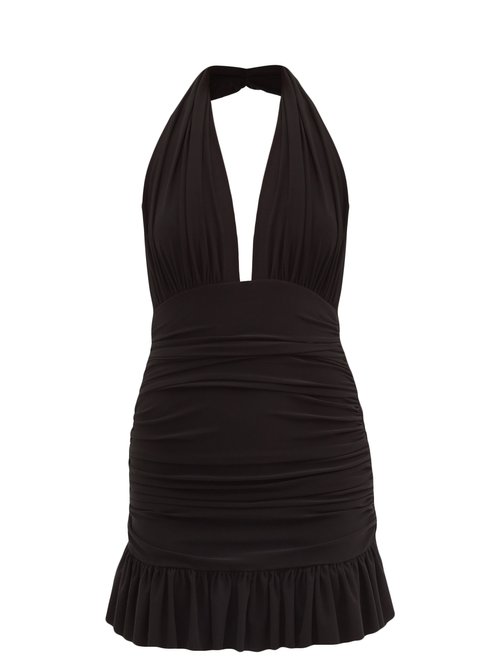 Norma Kamali - Mio Halterneck Stretch-jersey Swimsuit Mini Dress Black ...