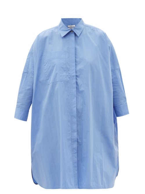 Co - Longline Cotton-blend Poplin Shirt Blue