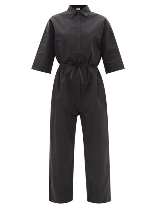 Co – Drawstring-waist Cotton-blend Poplin Jumpsuit Black