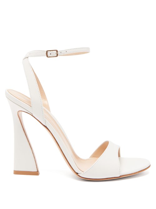 Gianvito Rossi Aura Flared-heel Leather Sandals In White | ModeSens