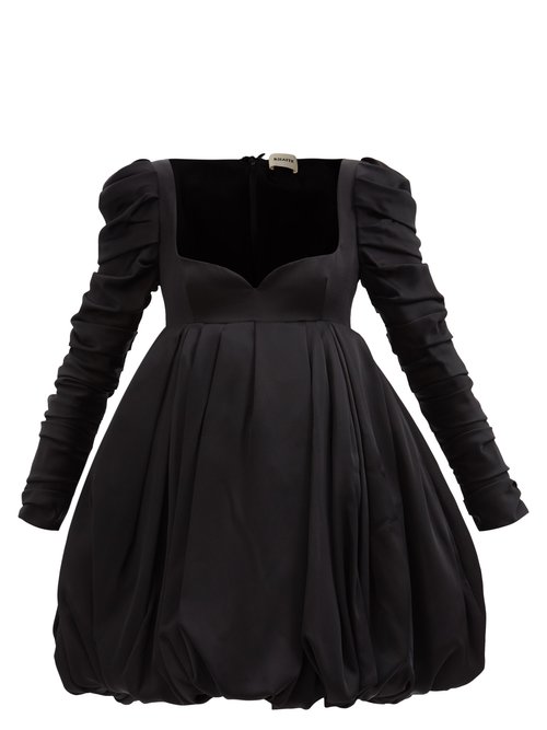Khaite - Katia Sweetheart-neckline Bubble Satin Mini Dress Black