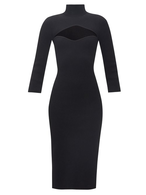 Buy Khaite - Mischa Cutout Ribbed-knit Midi Dress Black online - shop best Khaite clothing sales