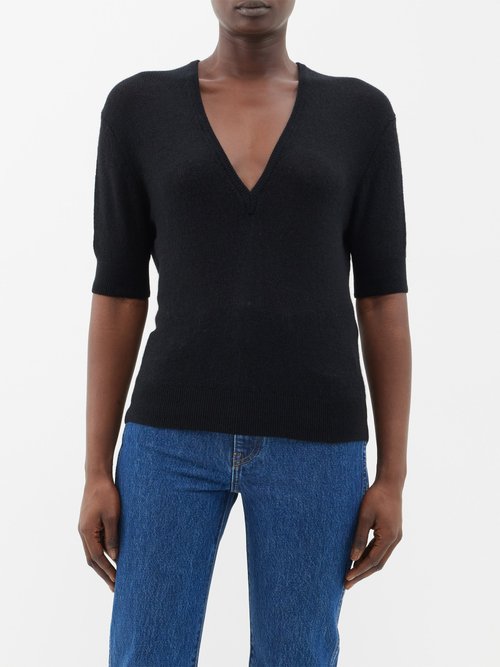 Khaite - Sierra V-neck Cashmere-blend Sweater Black