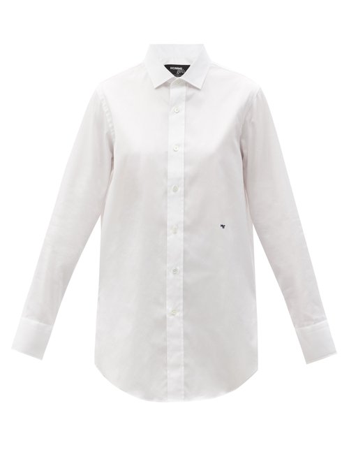 Hommegirls - Logo-embroidered Cotton-twill Shirt White