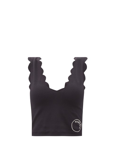 Marysia Sport - Venus Scalloped Recycled-fibre Cropped Top Black