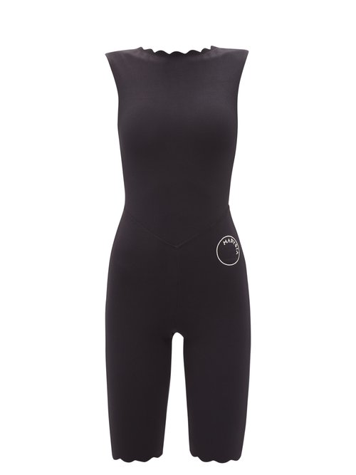 Marysia Sport - Iga Scalloped Recycled-fibre Bodysuit Black