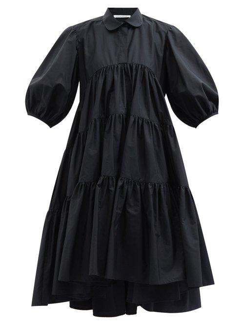 Cecilie Bahnsen - Jade Tiered Cotton Shirt Dress Black