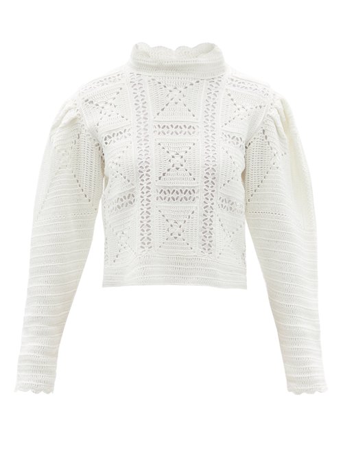 Sea - Corinne Cotton-crochet Sweater White