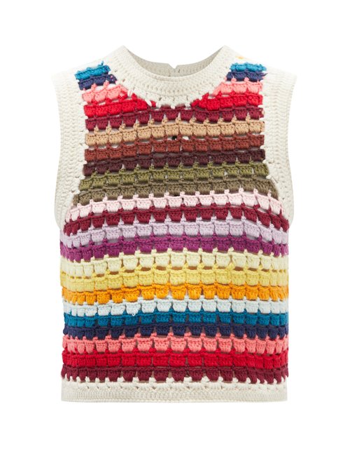 Sea - Ziggy Striped Crochet Sweater Vest Multi