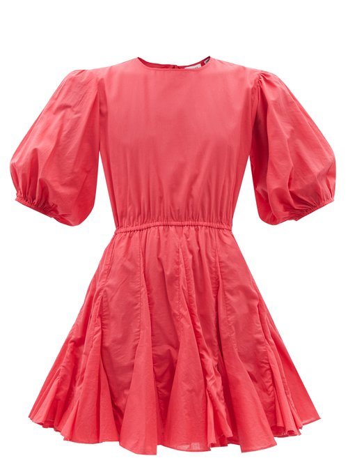 Rhode - Molly Cutout-back Cotton-poplin Dress Red