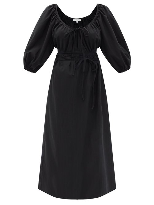 Buy Fil De Vie - Aurora Scoop-neck Batiste Dress Black online - shop best FIL DE VIE clothing sales