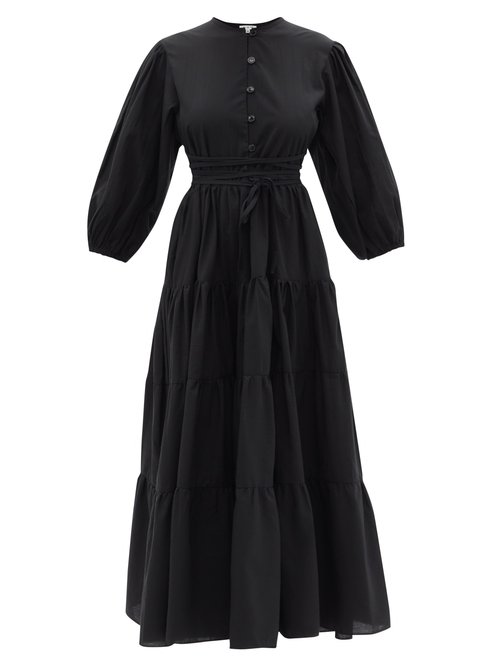 Fil De Vie - Bellona Belted Tiered Maxi Dress Black