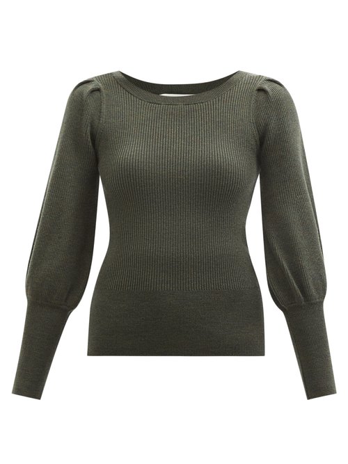 Cefinn - The Eva Balloon-sleeve Wool-blend Sweater Khaki