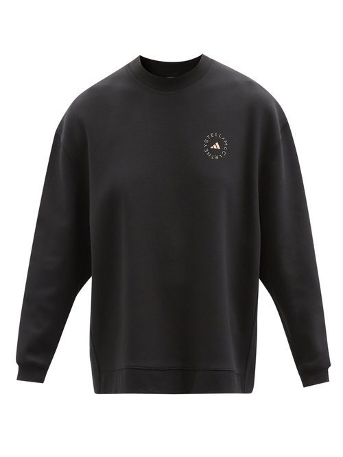 Adidas By Stella Mccartney - Logo-print Cotton-blend Jersey Sweatshirt Black